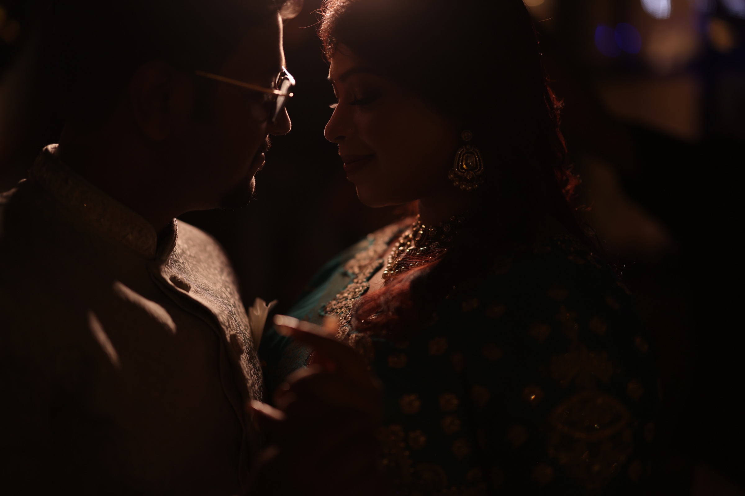 Soham and Tania in silhouette