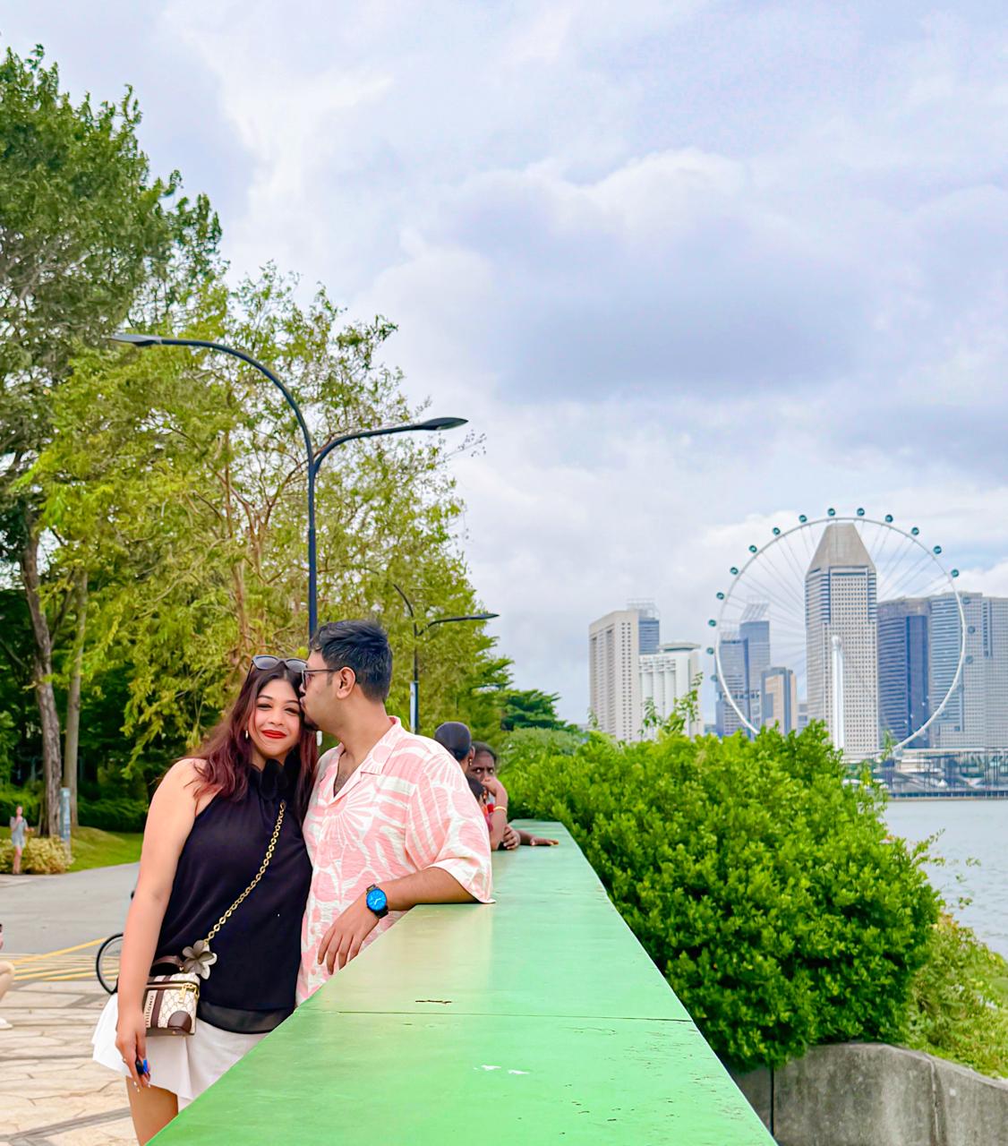 Soham and Tania together by Marina Bay in Singapore